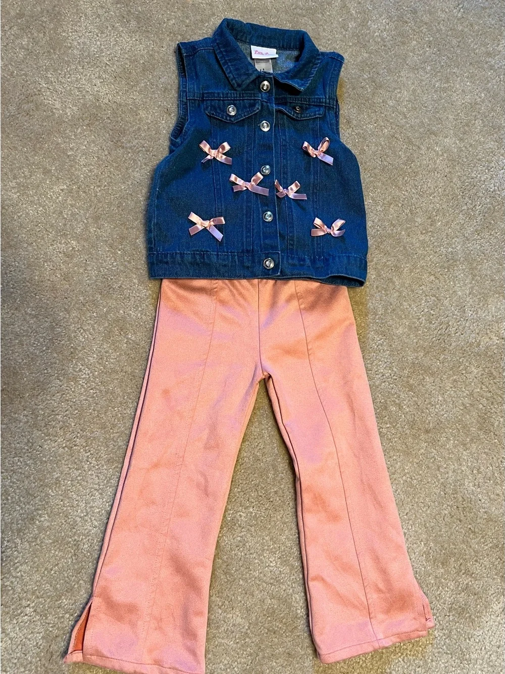 Little Lass Blue Denim Jacket & Flare Leg Pants - Picture 2 of 6